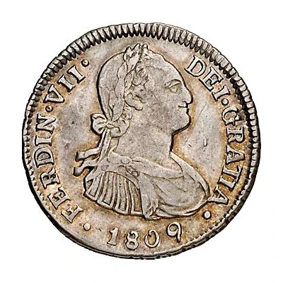 2 Reales - Ferdinand VII bust of Carlos IV front