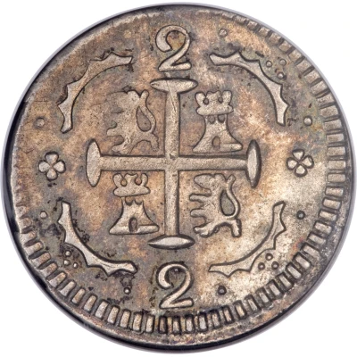 2 Reales Gran Colombia - Republican coinage back