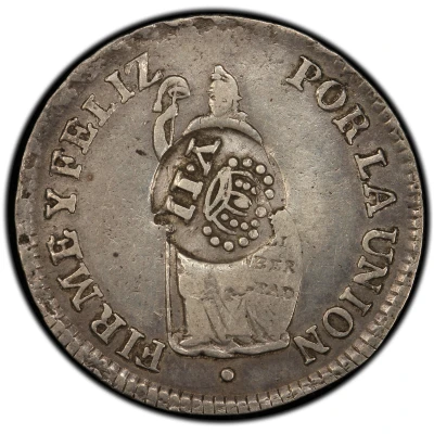 2 Reales - Isabella II Countermark on Peru 2 Reales ND front