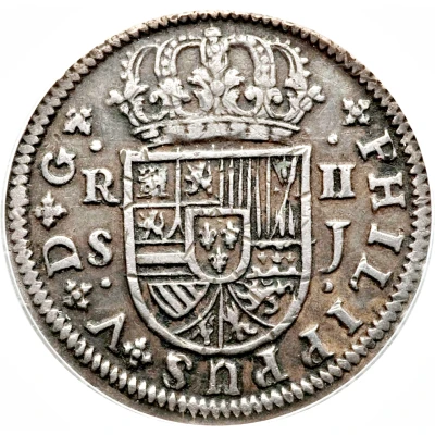 2 Reales - Philip V Seville mint; 2nd type; D · G front