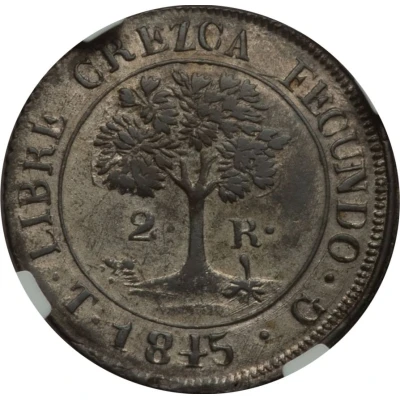 2 Reales State of Honduras - Provisional back