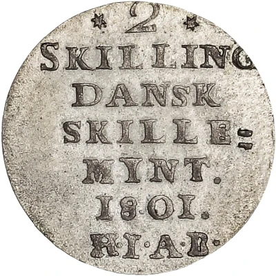 2 Skilling Dansk - Christian VII back