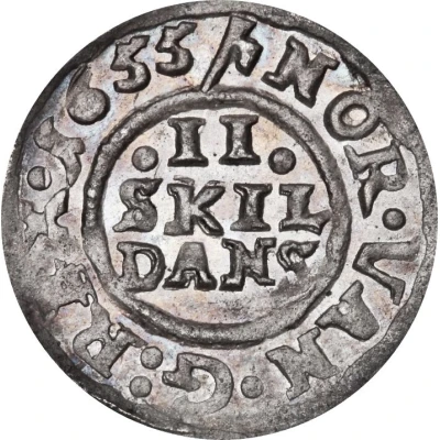 2 Skilling Dansk - Frederik III Shield type IIb back