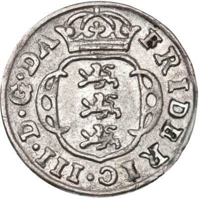 2 Skilling Dansk - Frederik III Shield type IV front