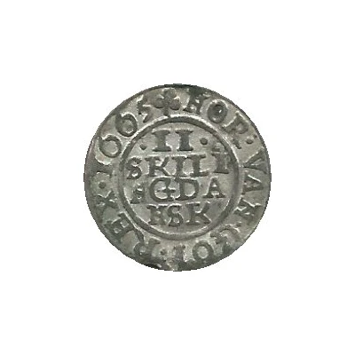 2 Skilling Dansk - Frederik III Shield type VI back