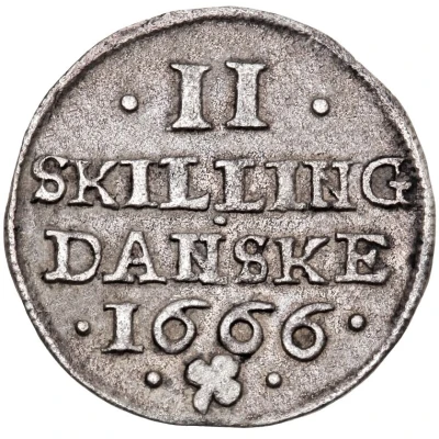 2 Skilling Dansk - Frederik III monogram type back