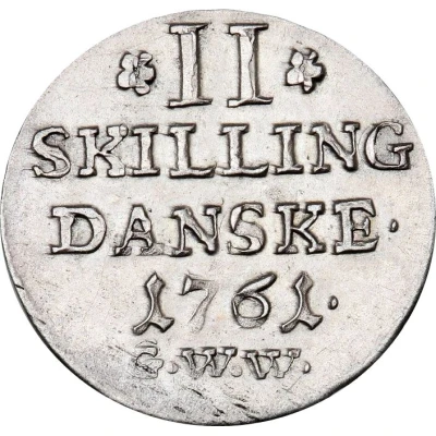 2 Skilling Dansk - Frederik V back