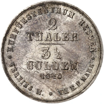 2 Thalers / 3½ Gulden - William II and Frederick William back