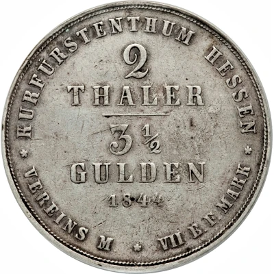 2 Thalers / 3½ Gulden - William II and Frederick William back