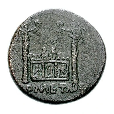 Æ2 - Tiberius ROM ET AVG; altar of Gauls back