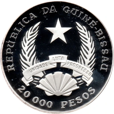 20 000 Pesos 10th Anniversary - L. Cabral Deposed front