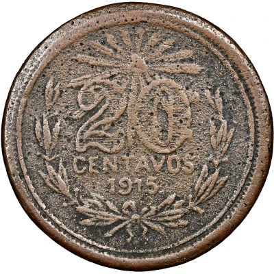 20 Centavos Curved bottom 2; Cast back