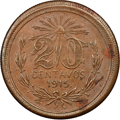 20 Centavos Curved bottom back