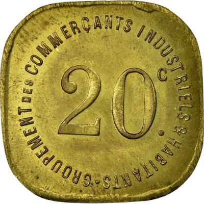 20 Centimes - Groupement des Commerçants, Industriels et Habitants - Joinville-le-Pont [94] Brass back