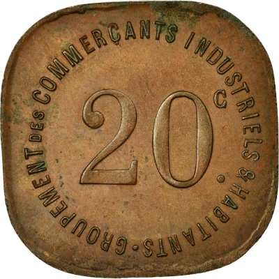 20 Centimes - Groupement des Commerçants, Industriels et Habitants - Joinville-le-Pont [94] Copper back