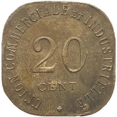 20 Centimes - Union Commerciale et Industrielle - Vincennes [94] Brass back