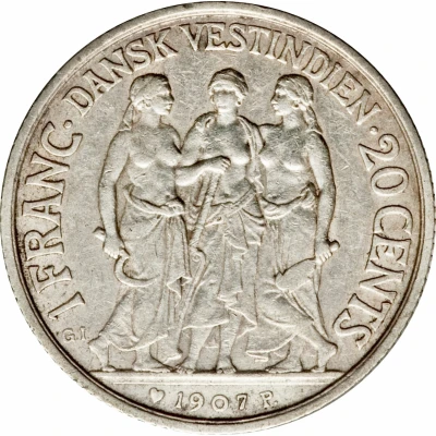 20 Cents / 1 Franc - Frederik VIII back