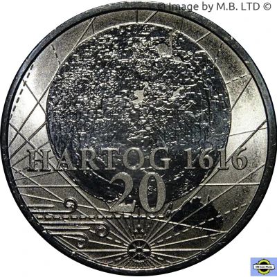 20 Cents - Elizabeth II 4th Portrait - 400th Anniversary of Dirk Hartog's Landfall back