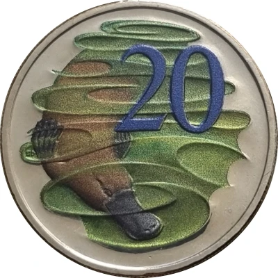 20 Cents - Elizabeth II 4th Portrait - Hyper-Metallic Platypus back