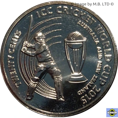 20 Cents - Elizabeth II 4th Portrait - ICC Cricket World Cup back