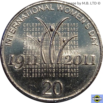 20 Cents - Elizabeth II 4th Portrait - International Women's Day back