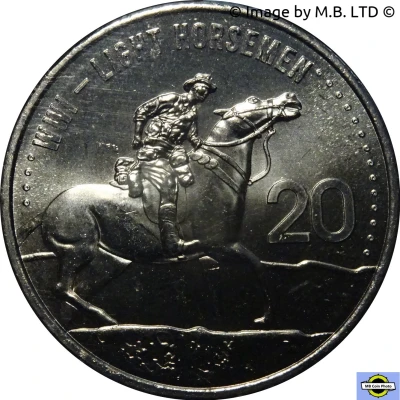 20 Cents - Elizabeth II 4th Portrait - Light Horsemen back