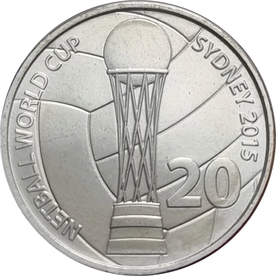 20 Cents - Elizabeth II 4th Portrait - Netball World Cup back