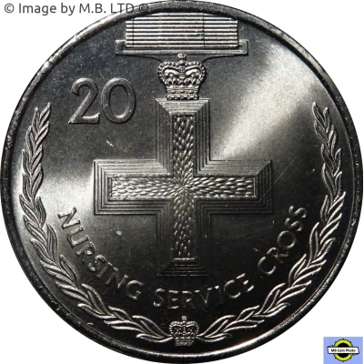 20 Cents - Elizabeth II 4th Portrait - Nursing Service Cross back