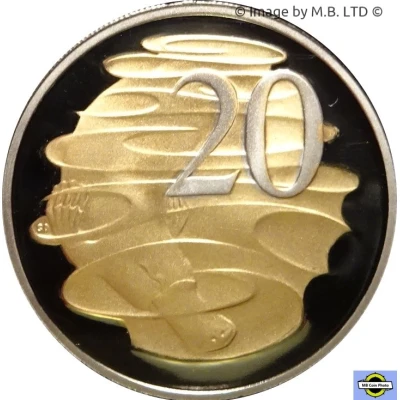 20 Cents - Elizabeth II 4th Portrait - Selectively Gold Plated Proof back