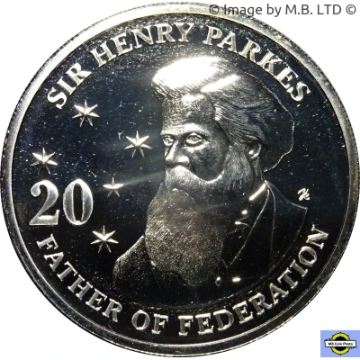 20 Cents - Elizabeth II 4th Portrait - Sir Henry Parkes back