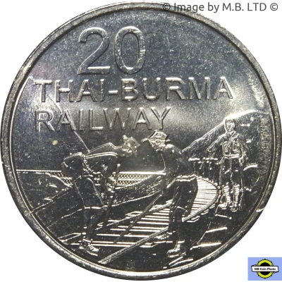 20 Cents - Elizabeth II 4th Portrait - Thai-Burma Railway back