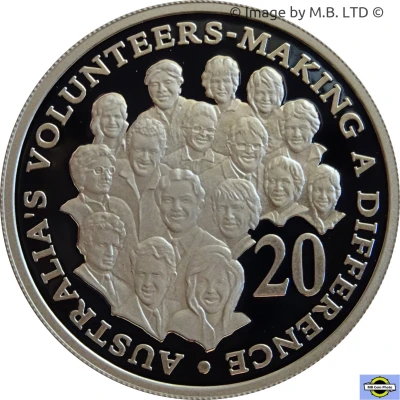 20 Cents - Elizabeth II 4th Portrait - Volunteers - Fine Silver Proof back