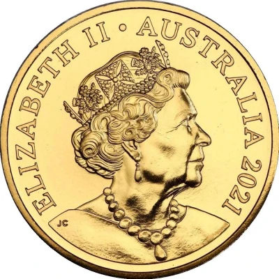 20 Cents - Elizabeth II 6th Portrait - 35th Anniversary of Animalia; Gold Plated front