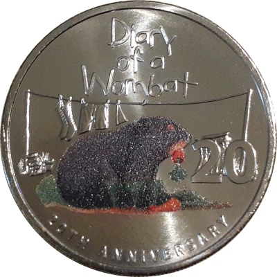 20 Cents - Elizabeth II 6th Portrait - Diary of a Wombat back