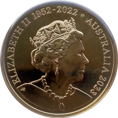 20 Cents In the name of Elizabeth II; 6th Portrait - Edward the Emu; Gold Plated front