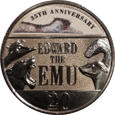 20 Cents In the name of Elizabeth II; 6th Portrait - Edward the Emu back