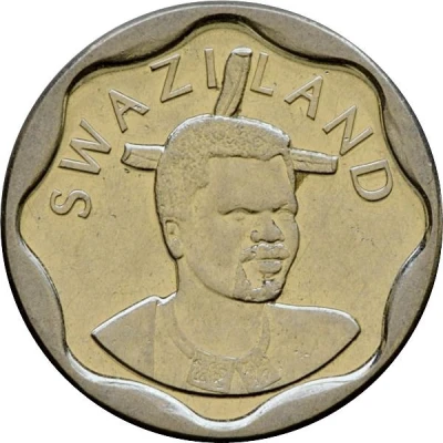 20 Cents - Mswati III 2nd portrait, small type front