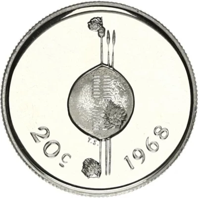 20 Cents - Sobhuza II Independence back