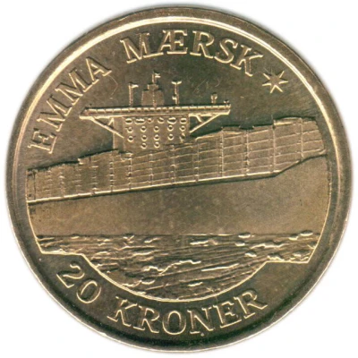 20 Kroner - Margrethe II Emma Mærsk Container Ship back