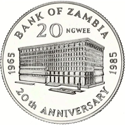 20 Ngwee Bank of Zambia back