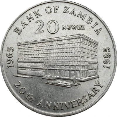 20 Ngwee Bank of Zambia back