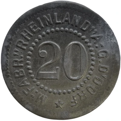 20 Pfennigs - Düsseldorf (M.-Fabr. Rheinland A.G.) ND front