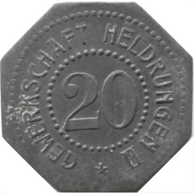 20 Pfennigs - Heldrungen (Gewerkschaft Heldrungen II) ND front