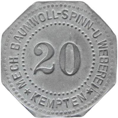 20 Pfennigs - Kempten (Mechanische Baumwollspinnerei) ND front