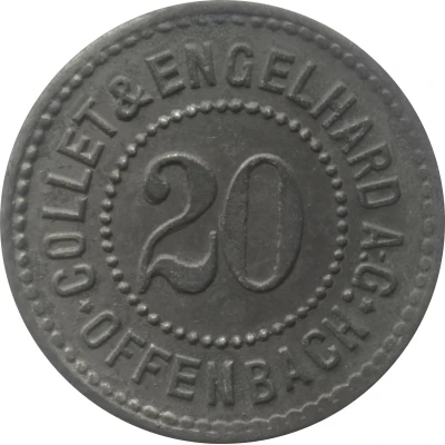 20 Pfennigs - Offenbach (Collet and Engelhard A.G.) ND front