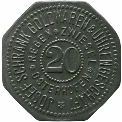 20 Pfennigs - Regen (Josef Schrank Goldwaren and Uhrengeschäft) ND front