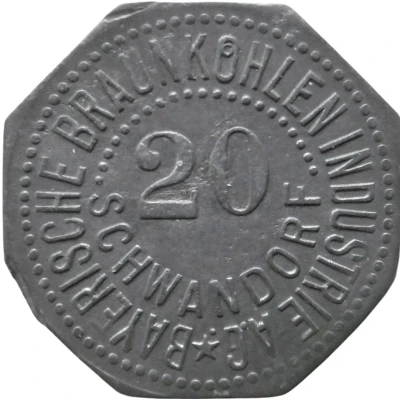 20 Pfennigs - Schwandorf (Bayerische Braunkohlen-Industrie A.G.) ND front