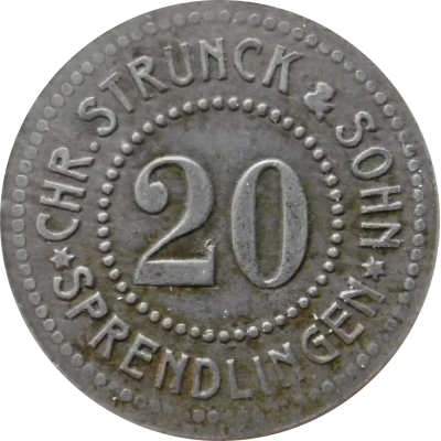 20 Pfennigs - Sprendlingen (Chr. Strunck and Sohn) ND front