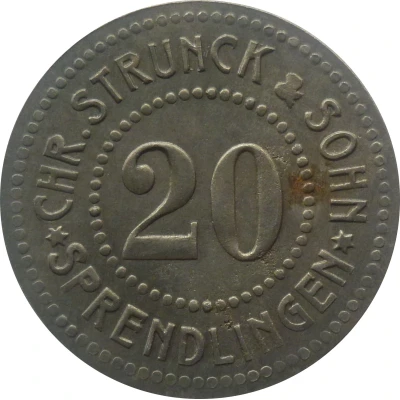 20 Pfennigs - Sprendlingen (Chr. Strunck and Sohn) ND front