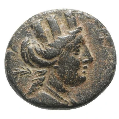 Æ20 Poseidon on aphlaston 132 BC - 130 BC front